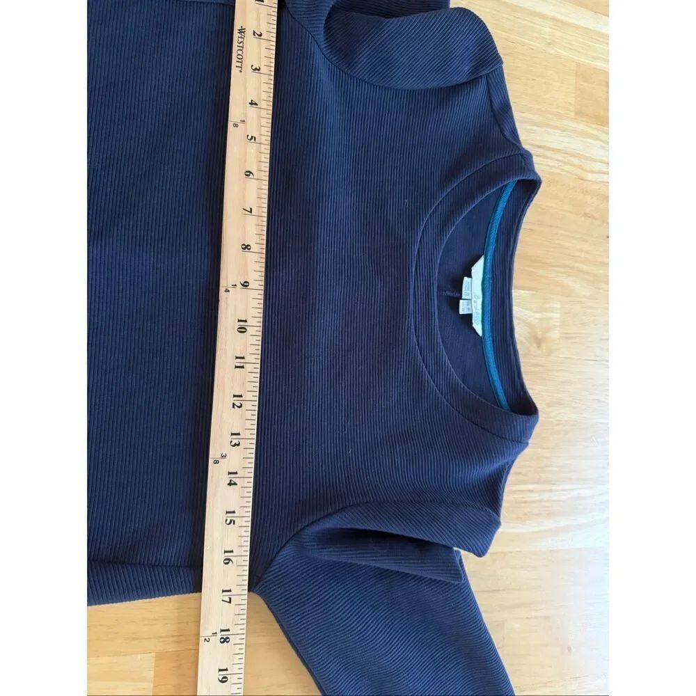 Boden Navy Ribbed A-Line Dress Petite US 4 3/4 Sleeve - Picture 7 of 9